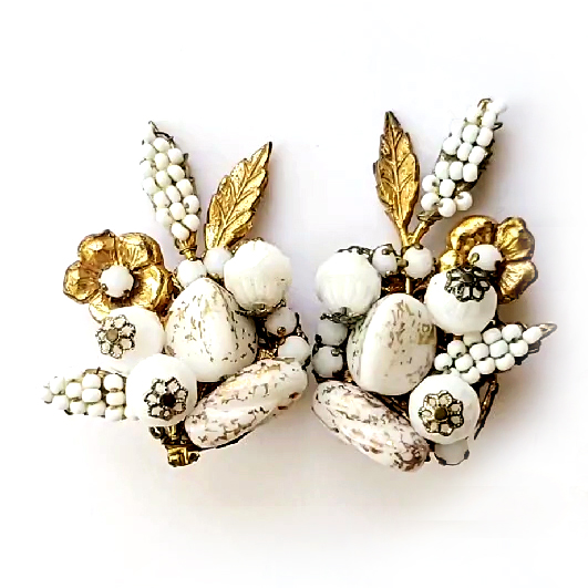 （画像用） ヴィンテージイヤリング AliceCavinessガラスの花