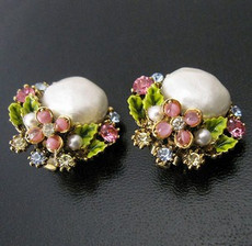 （画像用） ART刻印イヤリング バロックパール＆お花