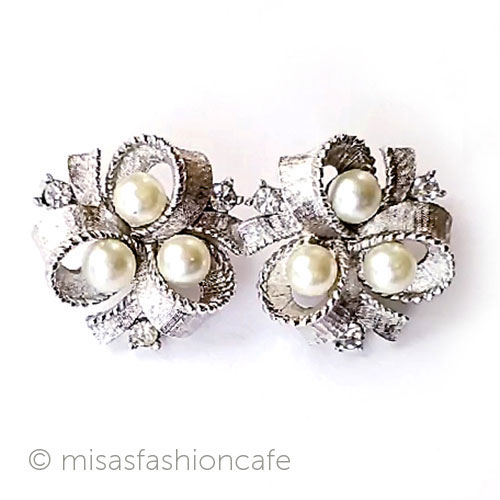 （画像用） Trifari　 トリファリ パール　銀リボン