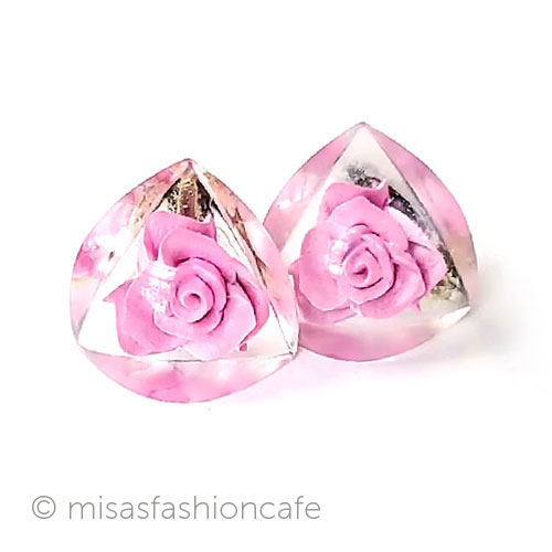 （画像用） ヴィンテージジュエリー ローズの花イヤリング