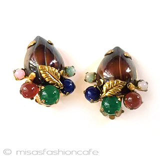 （画像用） ガラス金葉イヤリング