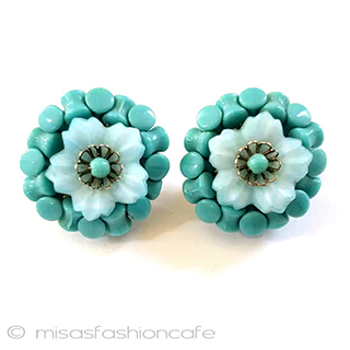 （画像用） Ｈｏｂｅ　イヤリング ターコイズのお花