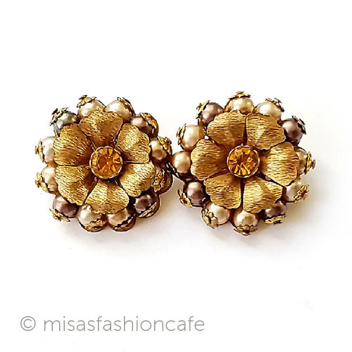 （画像用） ヴィンテージイヤリング LERU　パールのお花