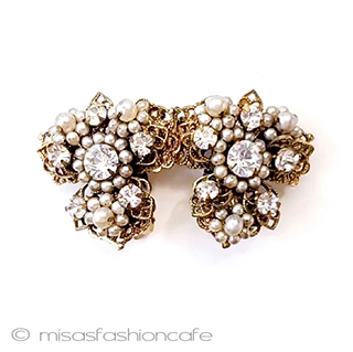 （画像用） アンティークイヤリング Robert　パールの花