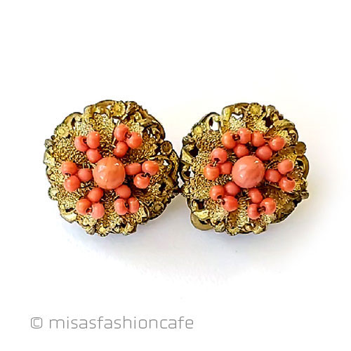 （画像用） Haglerスタンリーハグラー コーラル金花　イヤリング