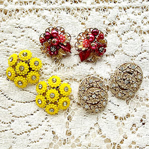 （画像用） ヴィンテージイヤリング 「フラワー」3点セット