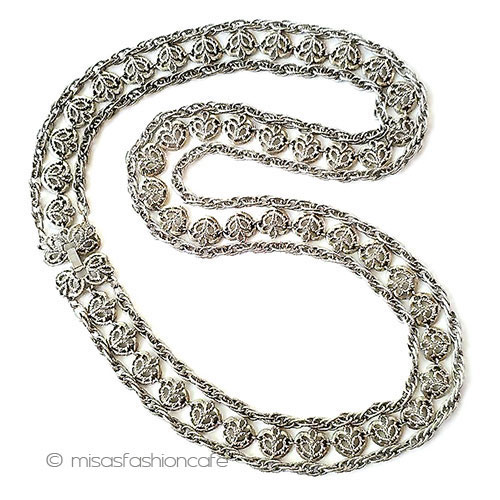 （画像用） Trifari　 トリファリ ロング３連ネックレス