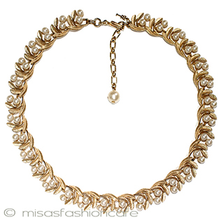 （画像用） Trifari　 トリファリ パール金葉ネックレス