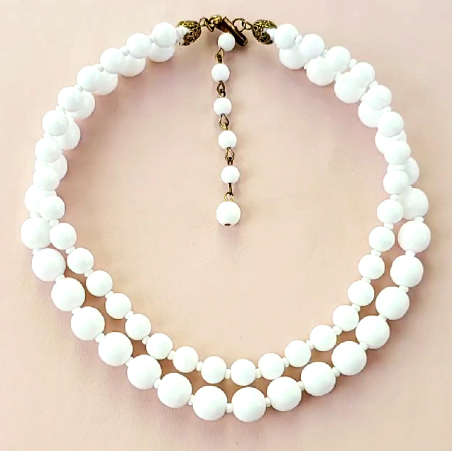 （画像用） ミリアムハスケル　２連 ヴィンテージ ミルクガラス