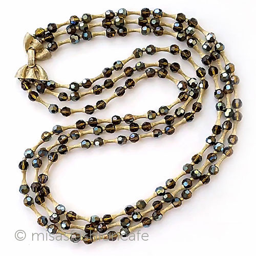 （画像用） Trifari　 トリファリ クリスタル3連ネックレス