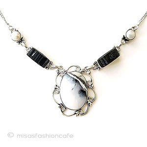 （画像用） 真珠・天然石・オパール 925銀製　ネックレス