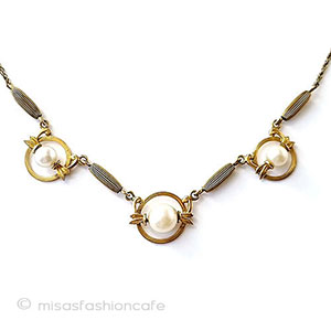 （画像用） アンティークジュエリー 14金gf真珠ネックレス