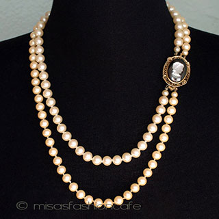 （画像用） ネックレス兼ブローチ グラスパール・カメオ