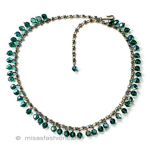 （画像用） ヴィンテージネックレス CORO　緑クリスタル