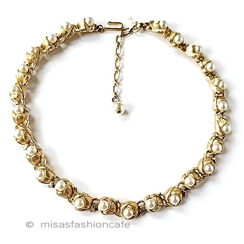 （画像用） Trifari　 トリファリ パール花の蕾　ネックレス