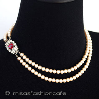 （画像用） 1950年代　パール２連 ビジュー金具　ネックレス