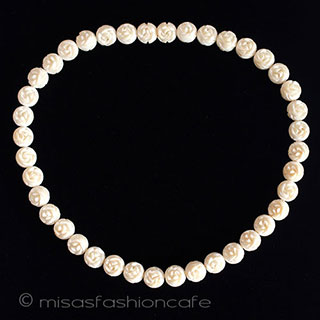 （画像用） 本象牙　アイボリー ローズ花ネックレス