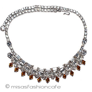 （画像用） アンティークネックレス プロング　クリスタル