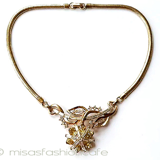 （画像用） ヴィンテージネックレス トリファリ　お花ビジュー