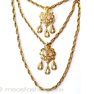 （画像用） ヴィンテージジュエリー トリファリ　ロング３連