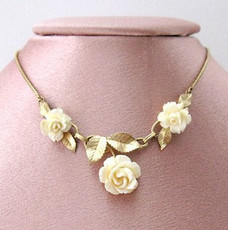 （画像用） 象牙アイボリー12K　 ローズネックレス