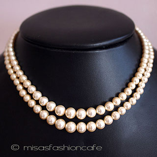 （画像用） 英国製　アンティーク パール２連　ネックレス