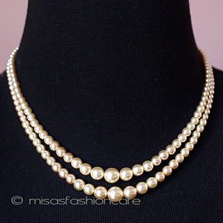 （画像用） アンティーク ネックレス パール２連　RSクラスプ