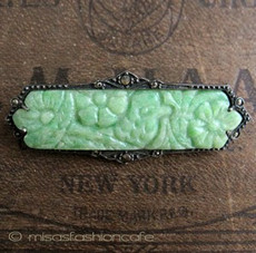 （画像用） 天然石　銀製 鳥と花　ブローチ