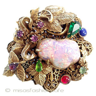 （画像用） アンティーク　フローラル ブローチ兼ペンダント