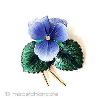 （画像用） ヴィンテージジュエリー パンジーすみれ花ブローチ