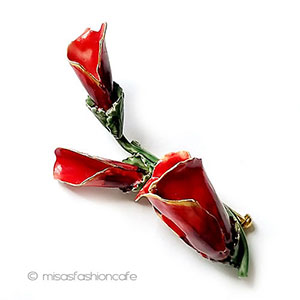 （画像用） SANDOR刻印　ブローチ 赤いローズのお花