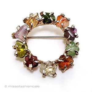 （画像用） SWOBODA刻印スワボダ 天然石のリースブローチ