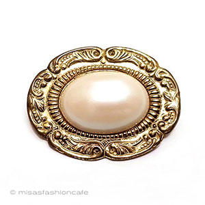 （画像用） ミリアムハスケル刻印 パールGOLDブローチ