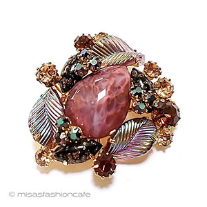 （画像用） オーストリア製ブローチ アートガラス花フラワー