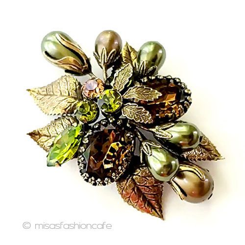 （画像用） Regency　リージェンシー パール&ガラス花ブローチ