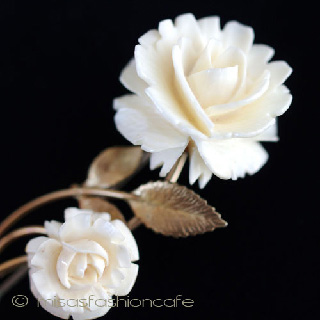 （画像用） 象牙アイボリー　14Kgf　 ローズ　ブローチ