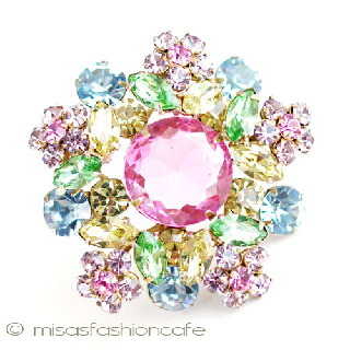 （画像用） Regency　リージェンシー クリスタル花　ブローチ