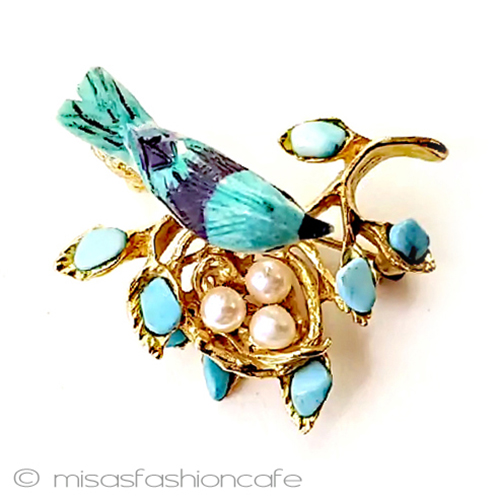 （画像用） ＳＷＯＢＯＤＡ スワボダ 真珠・天然石 鳥ブローチ