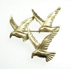 （画像用） SterｌingSilver 銀製 Beau刻印 鳥ブローチ