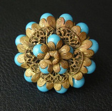 （画像用） フランス製　ブローチ アートガラス・フラワー
