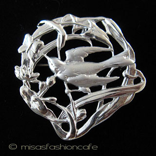 （画像用） Sterling925 銀製　鳥 ブローチ兼ペンダント