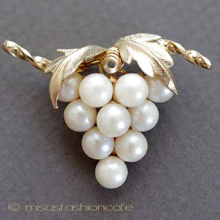 （画像用） 14Kgf　本真珠 ぶどう　ブローチ