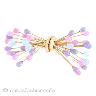 （画像用） Ｃｏｒｏｃｒａｆｔ　ブローチ 　アートガラス・リボン