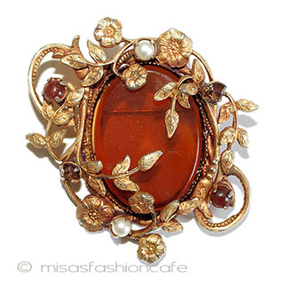 （画像用） アンティーク　ブローチ パール・フローラル