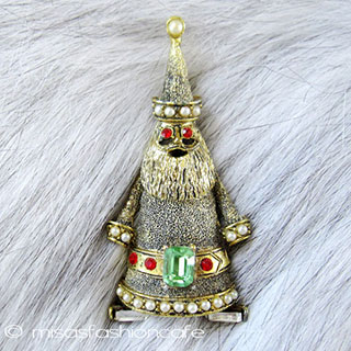 （画像用） Hollycraft刻印 ブローチ　 パールRS　サンタ