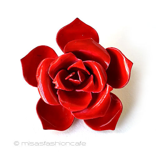 （画像用） Original By Robert 赤い薔薇の花ブローチ