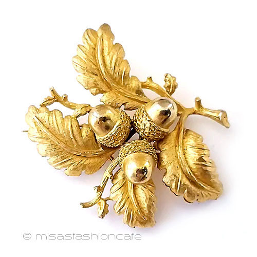 （画像用） ヴィンテージジュエリー 団栗どんぐりブローチ