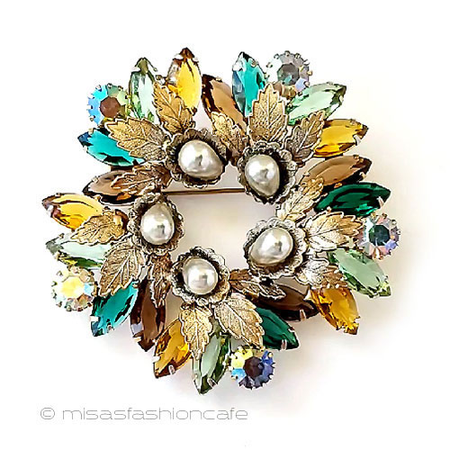 （画像用） ヴィンテージ ガラスパールの花リース