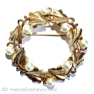 （画像用） Trifari　 トリファリ アイビーの葉リース