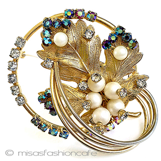（画像用） パールＲＳ金葉ブローチ